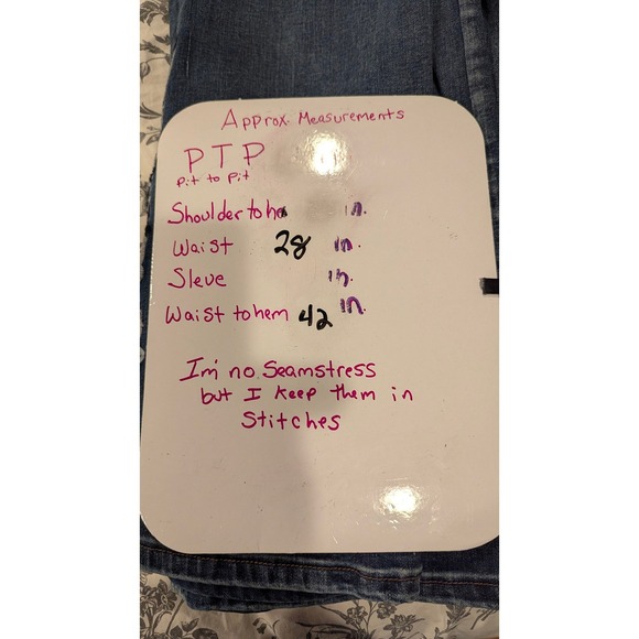 Flamingo Embroidered Wide Leg Jeans Blue Denim Size Medium Y2K Floral low rise - Picture 8 of 8